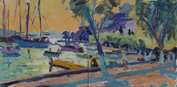 The Harbour - Last Light (HG1092) Oil on Board 15