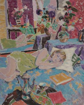 Studio Interior with Sleeping Figure (HG1141) Oil on Canvas 42