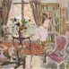 Studio Interior, Morning Light, Girl Reading (HG1025) Oil on Canvas 24