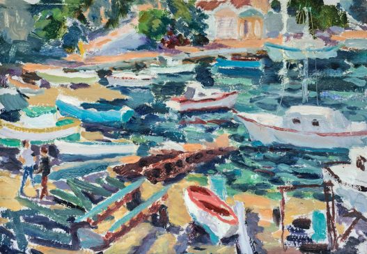 A Symi Boatyard (HG1244) Oil on Board 15