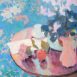 Still Life with Cyclamen & Blue Background (HG705) Oil on Canvas 30