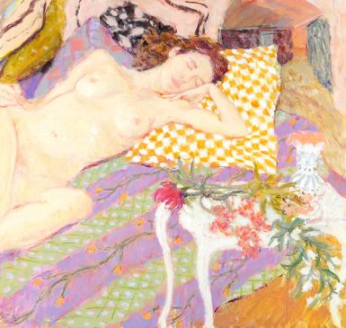 Still Life with Sleeping Nude and Chequered Pillow (HG747) Oil on Canvas 38
