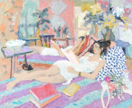 Interior with Reclining Figure II (HG752) Oil on Canvas 36