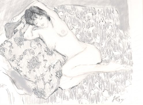 Reclining Nude I (HG757) Charcoal and Chalk on Paper 19