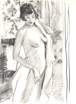 Study for After the Bath (HG763) Charcoal and Chalk on Paper 28