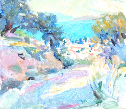 The Path to the Town (HG765) Oil on Board 15