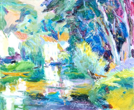 Mill House, Burgundy (HG768) Oil on Board 15