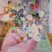 Still Life with Equestrian Figure and Flowers (HG791) Oil on Canvas 42