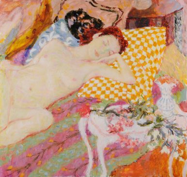Still Life with Sleeping Nude and Chequered Pillow (HG802) Oil on Canvas 34
