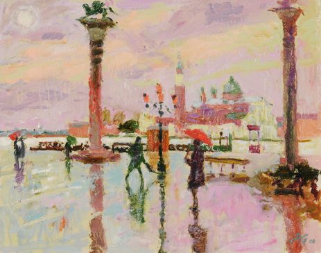 San Giorgio Maggiore, Venice, Rainy Morning (HG812) Oil on Gessoed Board 14