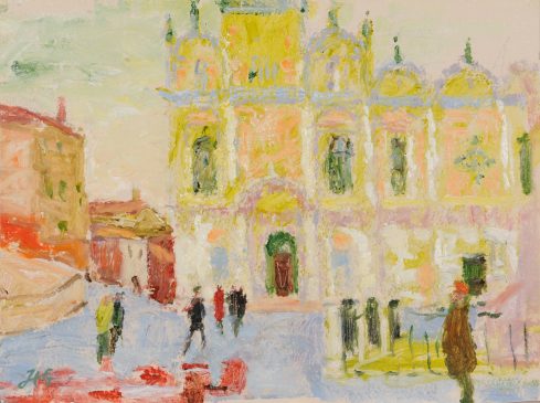The Ospedale Civile, Venice, Winter Morning (HG816) Oil on Gessoed Board 11
