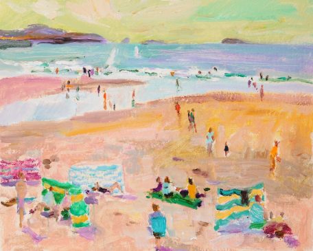 Whitesands Beach, Pembrokeshire (HG855) Oil on Board, 14.5