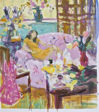 Late Afternoon Light, Winter in the studio (HG864) Gouache on paper 21