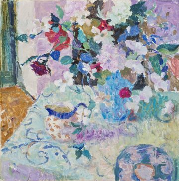 Still Life in Blue and Pink (HG871) Oil on canvas 28