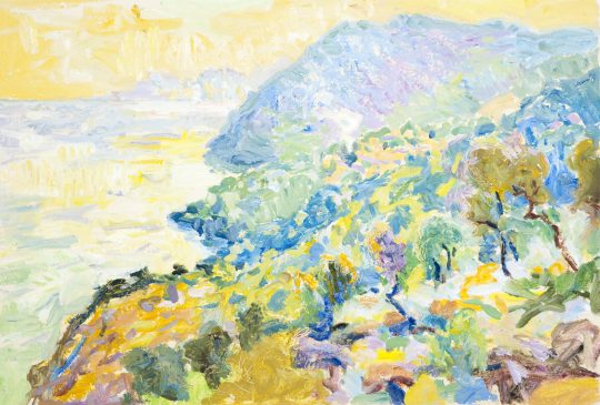 Smoke Rising from the Charcoal Burners, Early Morning, Euboea (HG882) Oil on Board 19