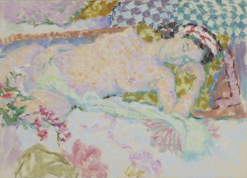 Reclining Nude in Green and Violet (HG912) Oil on canvas 26
