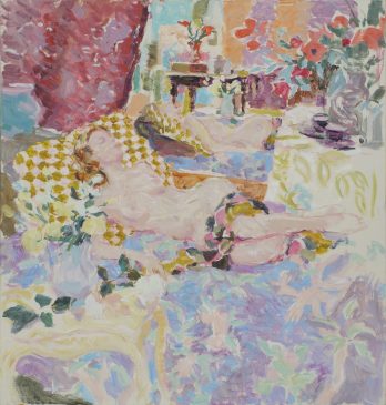 Reflected Reclining Nude with Poppies (HG916) Oil on canvas 36