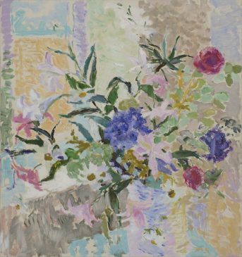 Flower Study with Lilies and Hydrangea (HG924) Oil on canvas 32