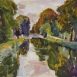 Walkers along Canal Path, Lateral (HG932) Oil on board 19