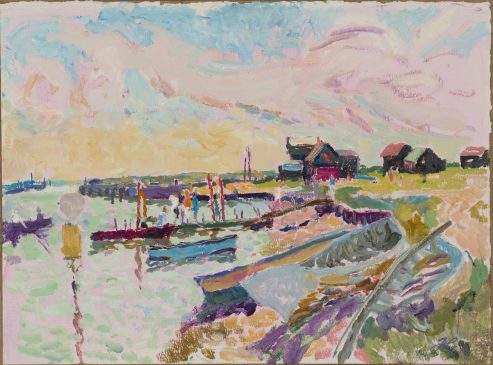 Crossing the Blyth at Walberswick (HG934) Oil on board 19