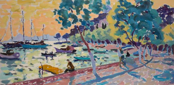 Watching the Boats: The End of the Day (HG1161) Oil on Canvas 24