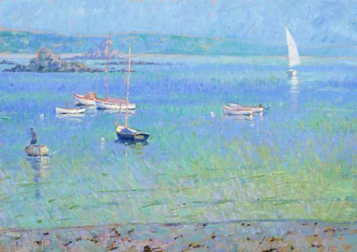 Looking Towards St Martins, Low Tide, Windless Afternoon (HG205) Oil on Canvas 26