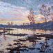 The Mendham Marshes in Flood, Evening Light (HG209) Oil on Canvas 32
