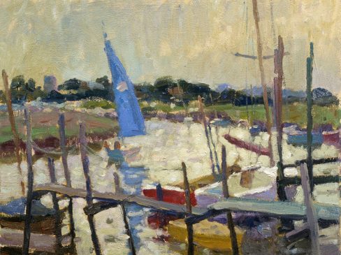 The Blue Sail, Morston Harbour (HG233) Oil on Board 11.5