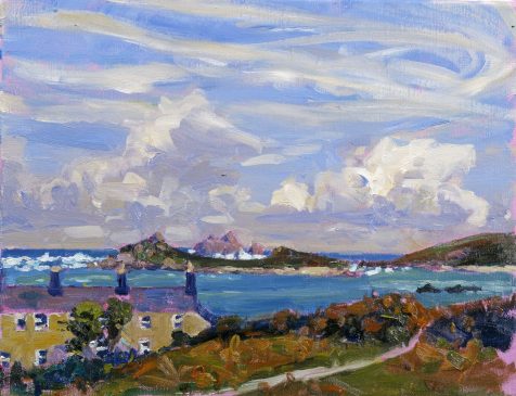 Coast Guard Cottages, Tresco (HG255) Oil on Canvas 14