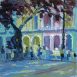 Morning on the Prado, Havana (HG547) Gouache on Paper 13.5