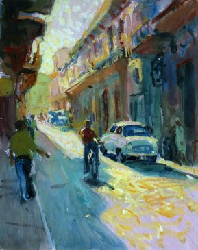 O'Reilly Street, Havana (HG549) Gouache on Paper 15.5