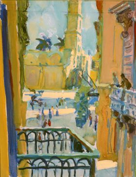 View Towards the Church of San Fransisco de Assis (HG550) Gouache on Paper 16