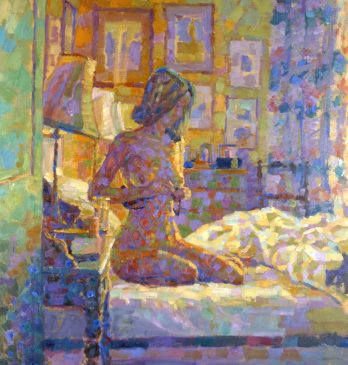 Bedroom Interior, Morning Light (HG313) Oil on Canvas 32