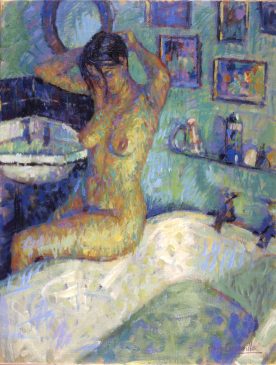 Nude Seated on the Bath (HG318) Oil on Canvas 26