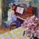 Girl Seated at the Piano (HG326) Oil on Canvas 24