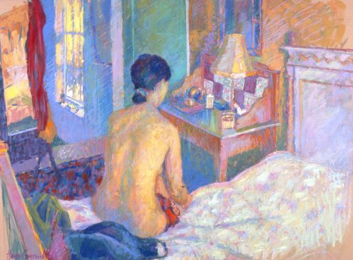 Woman Dressing (HG328) Distemper and Pastel on Board 27