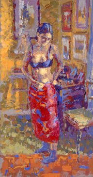 Study for the Red Sarong II (HG335) Distemper on Board 21