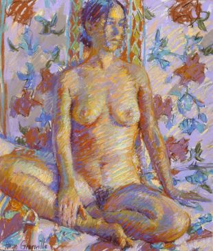 Seated Nude, French Chintz (HG340) Pastel on Board 22