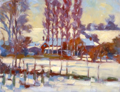 Withersdale Street in the Snow (HG363) Oil on Canvas  14