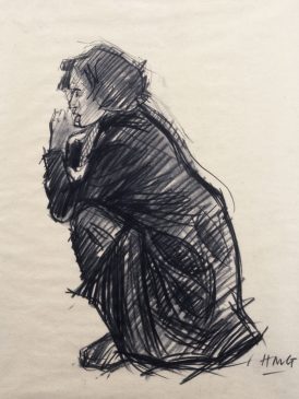 Crouching Figure (HG37) Charcoal 18.5
