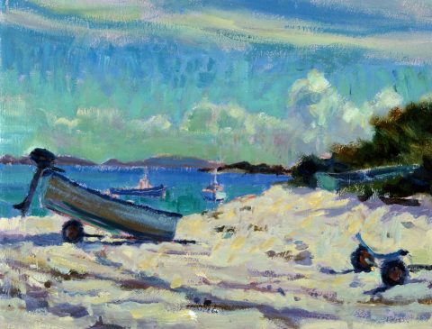 Beach at Bryher (HG392) Oil on Board 12