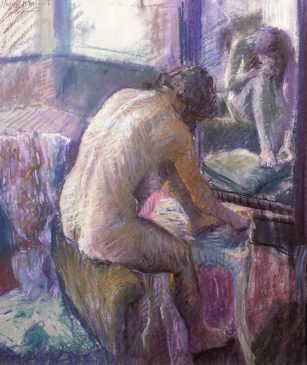 Woman Varnishing Her Toenails (HG44) Pastel 21