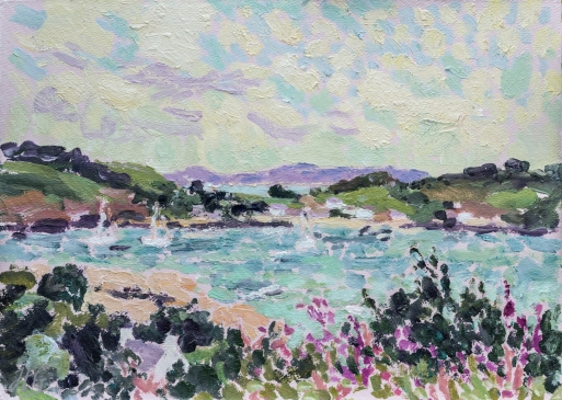 Looking towards Tresco and St Martin's (HG1325)  Oil on Board 14