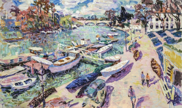 Spring Day: the Thames at Richmond (HG1321) Oil on Canvas 30” x 50”