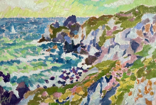 Breezy Day on the Lizard (HG1476).  Oil on Board 15