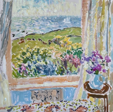 Gazing at the Cows (HG1474)    Oil on Canvas.   24