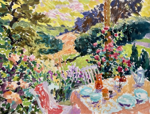 The Terrace at Old Granary Cottage (HG1444)  Oil on Canvas 32