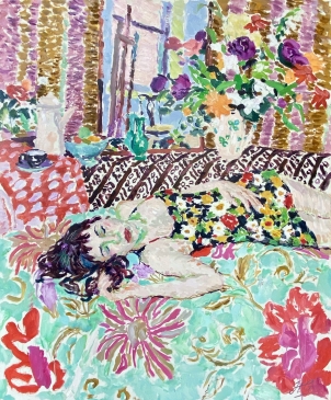 Dreaming Amidst the Flowers (HG1374)   Oil on Canvas.    38