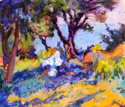 The Table Under the Tree, Limiona (HG806B) Oil On Board 17.5
