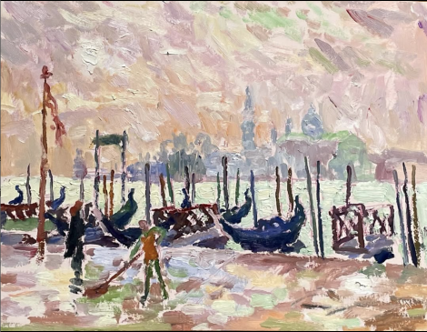 The Sweepers - St Martin's Square Oil on Board 16x22ins